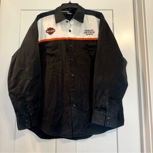 Harley-Davidson Museum Black White Orange Button Down Shirt XL Milwaukee